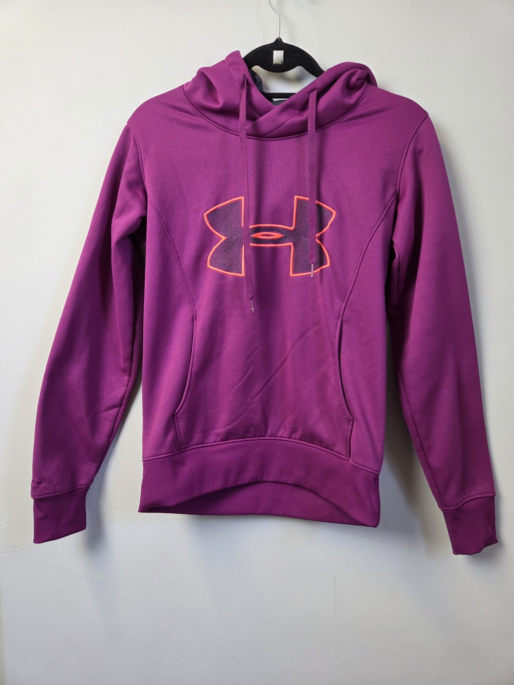 Under Armour Women's Magenta Hoodie with Neon Orange Logo